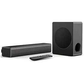 GEOYEAO soundbar front view with a sleek, compact design for TV setup.