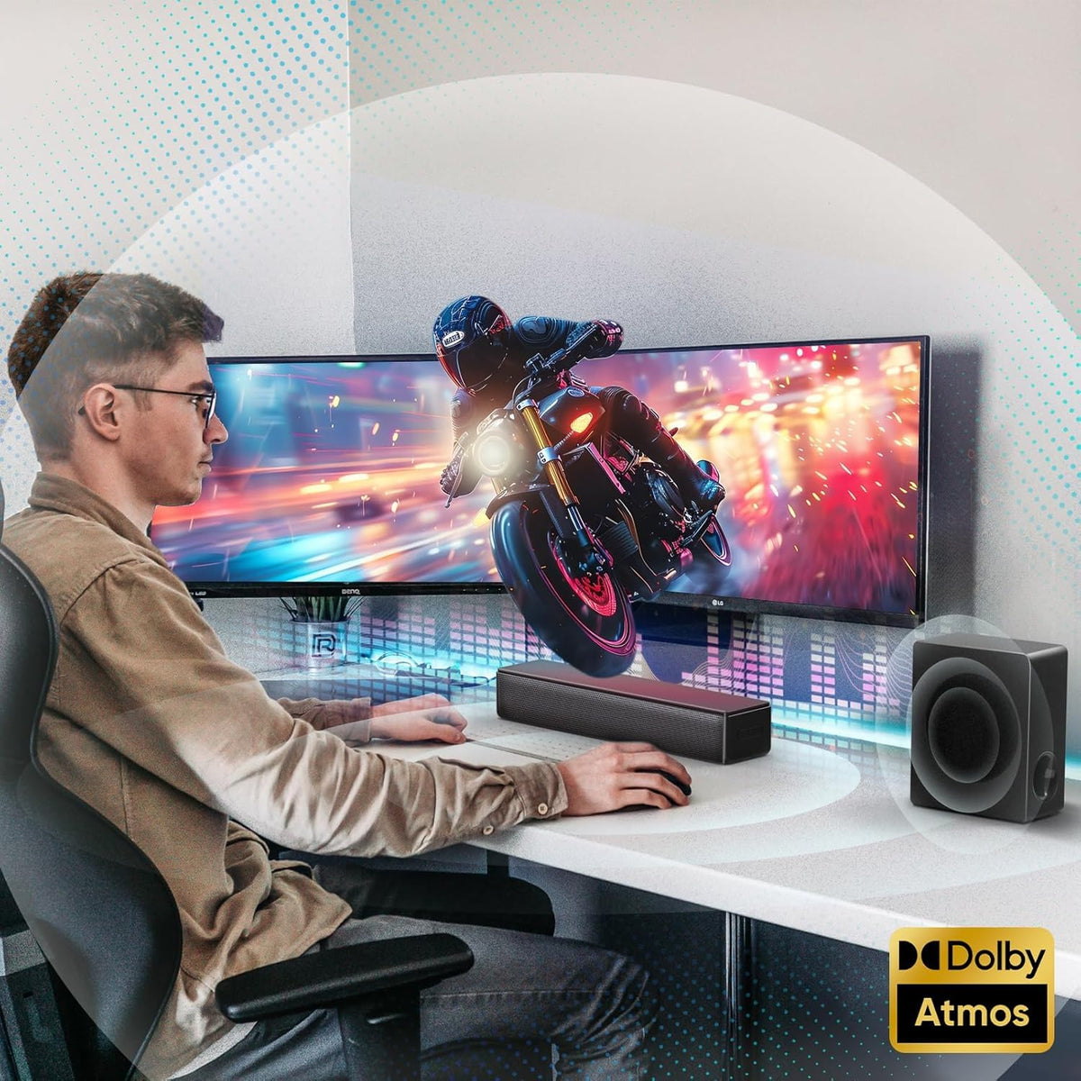 GEOYEAO remote control for easy sound adjustments.