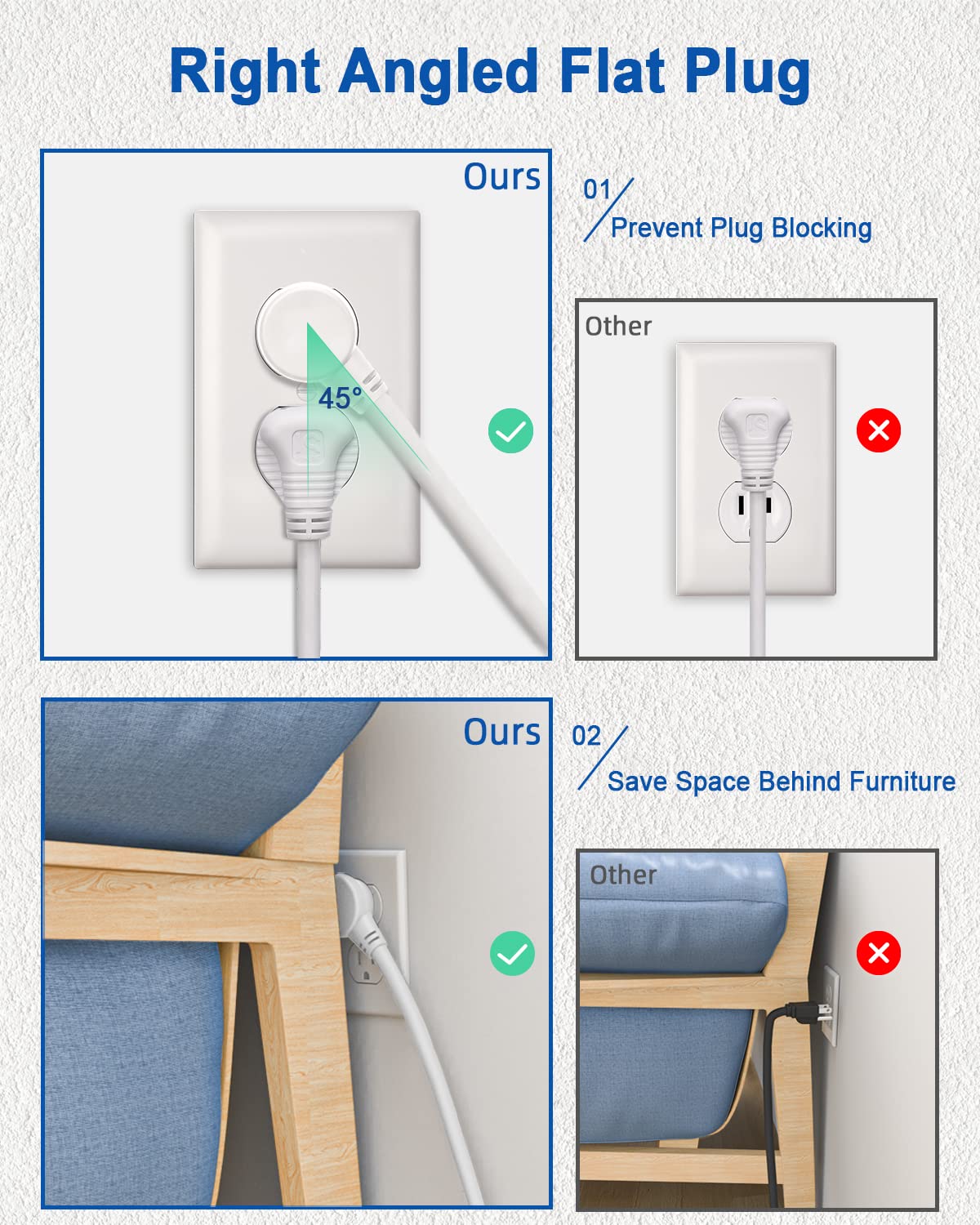 Gerass power strip next to a smartphone and lamp showing compact size and convenience