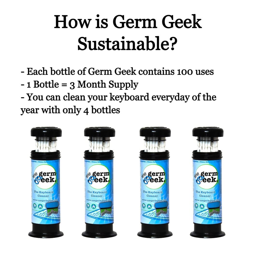 Germ Geek dust-free workspace showing a tidy tech setup