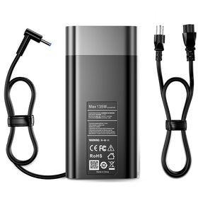 GERVGHS 135W charger for HP Spectre x360, front view with secure connector