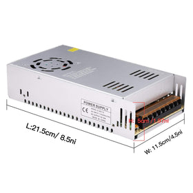 GESD 12V power supply front view with vented metal case for efficient cooling.
