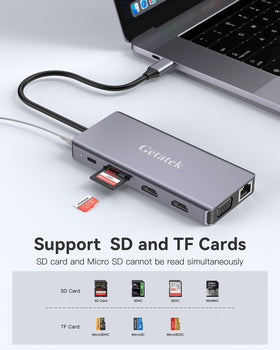 Getatek dock next to laptop showing size and scale to illustrate compact portability