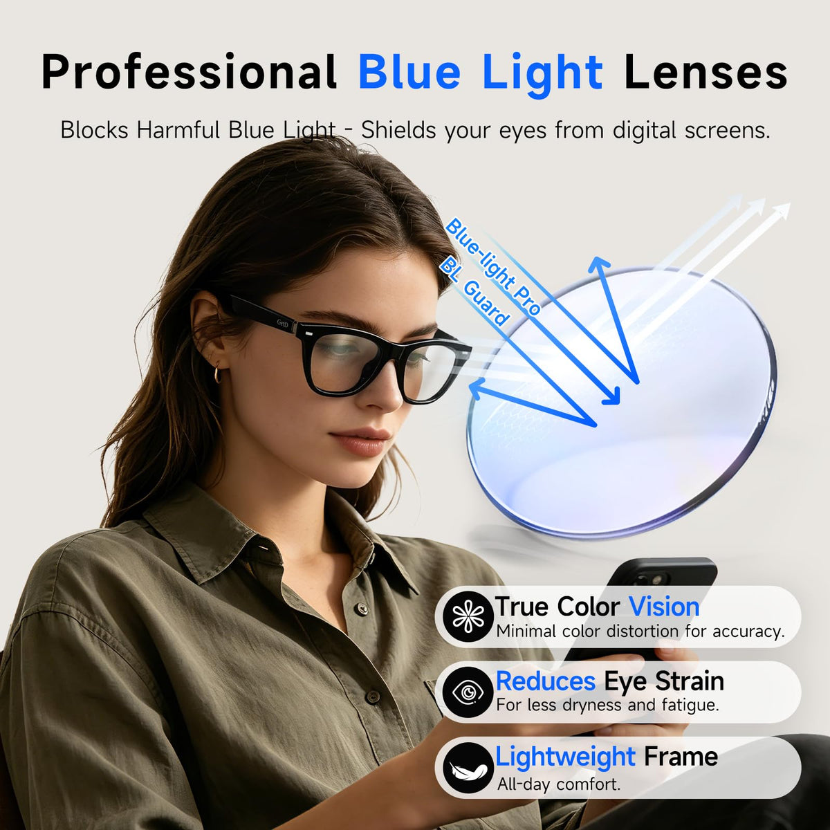 GetD AI Glasses long battery life supports music and calls.