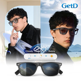 GetD AI glasses Bluetooth 5.4 and IP54 protection for durable use.