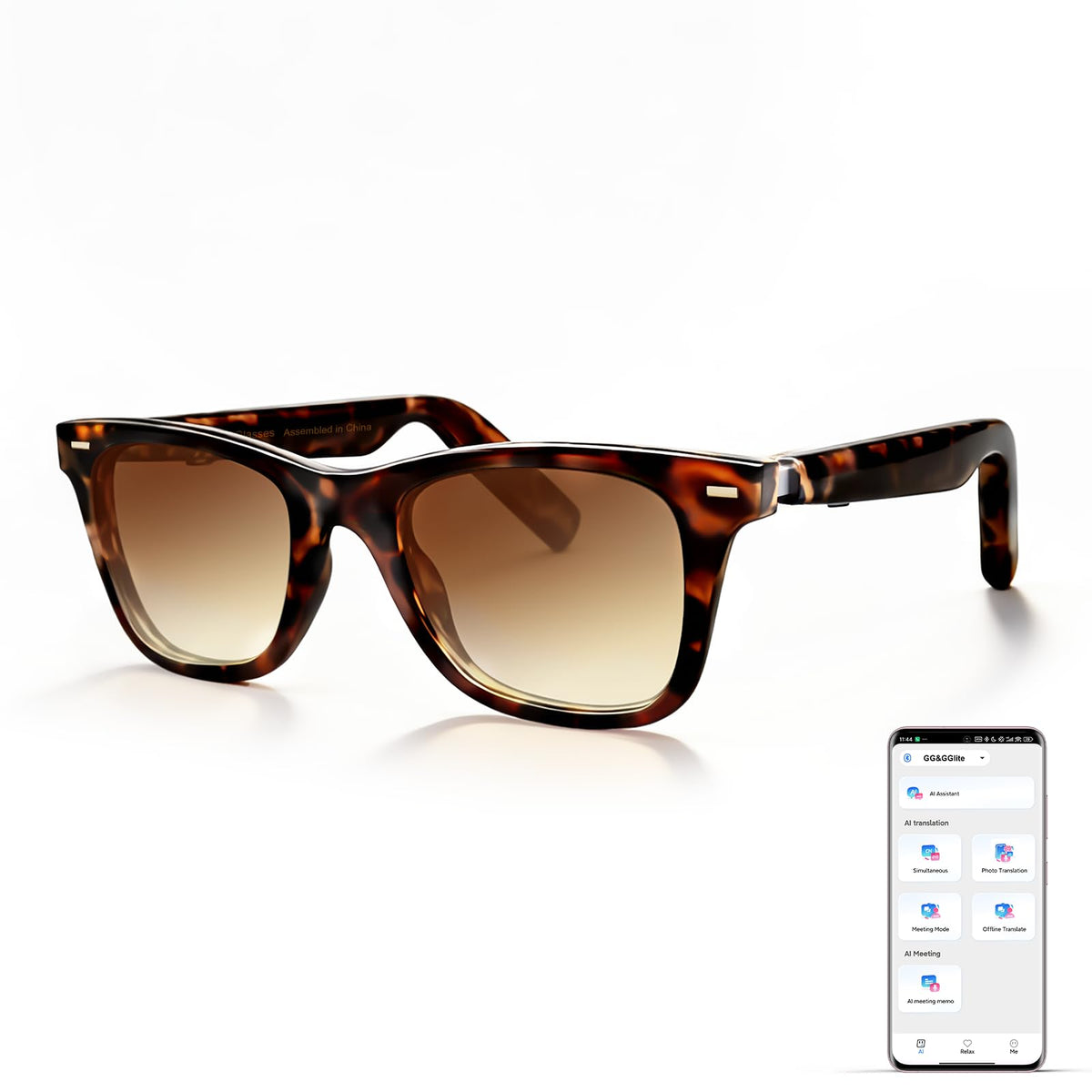 GetD AI Glasses front view for daily wear and tech style.