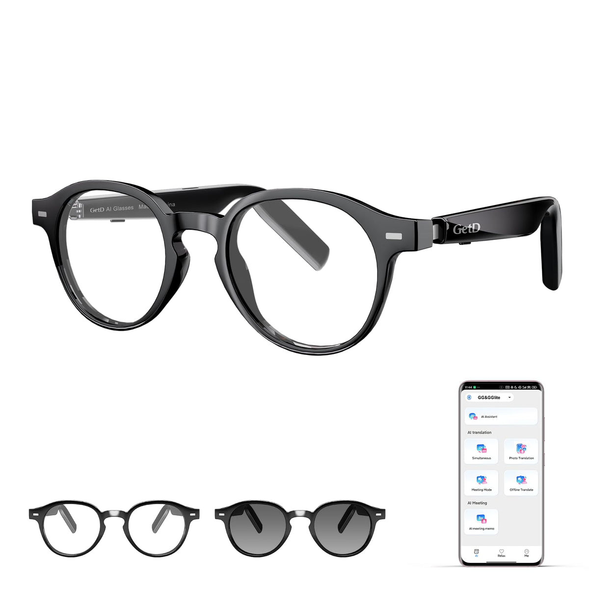 GetD AI glasses worn in urban lifestyle for hands-free assistance and daily tasks.