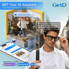 GetD AI Glasses dual mics with noise reduction for clear calls.