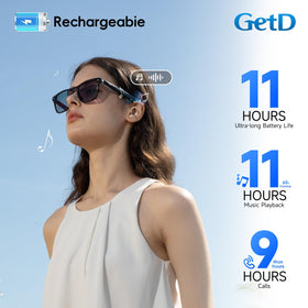 GetD AI glasses integrated earbuds with noise reduction for clear calls.