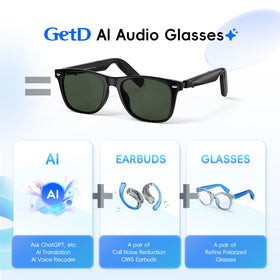 GetD AI Glasses with polarized lenses reducing glare for outdoor use.