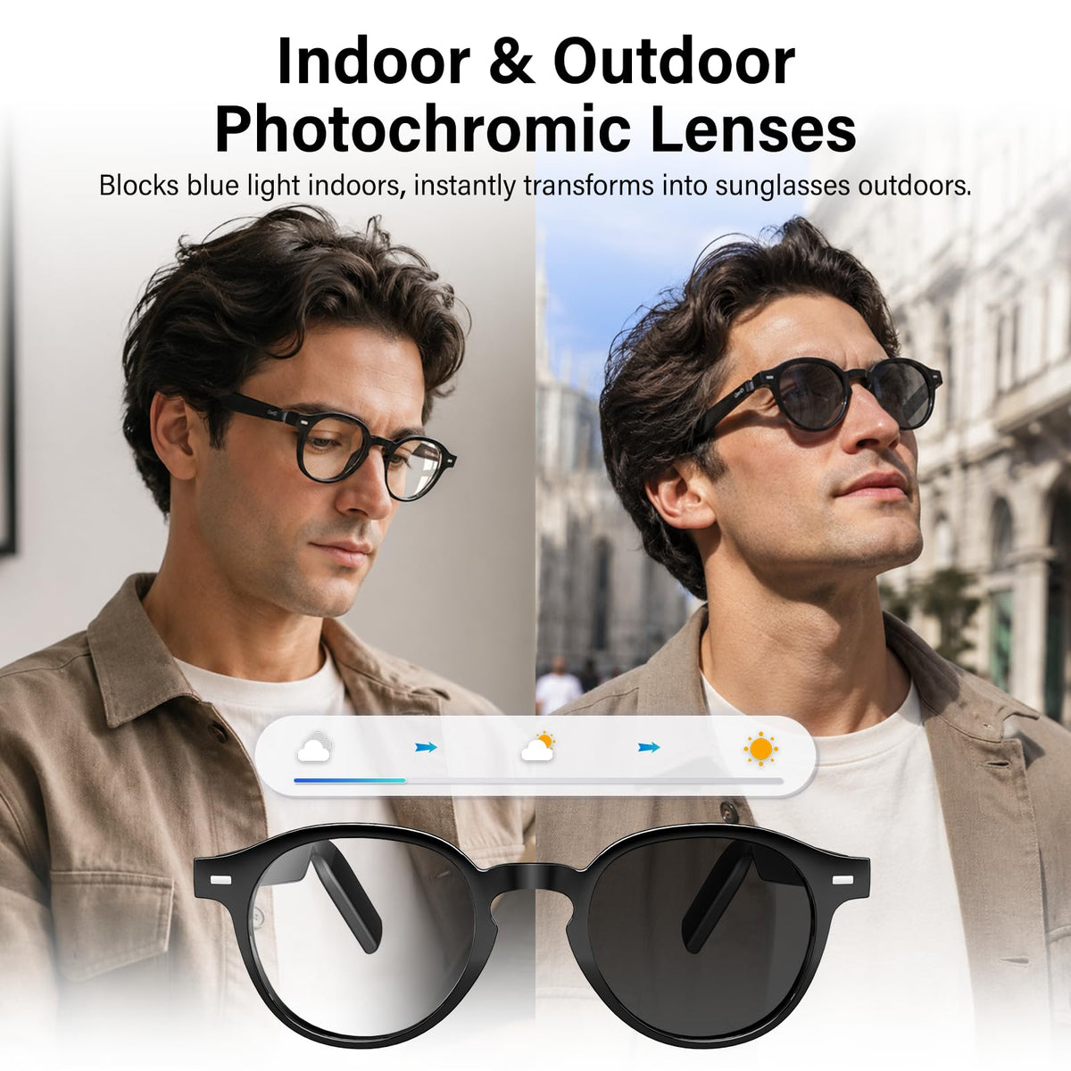 GetD AI glasses showing translation interface for real-time conversations.