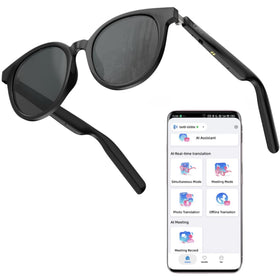 GetD AI Glasses with translator and open-ear design enabling real-time multilingual conversations.