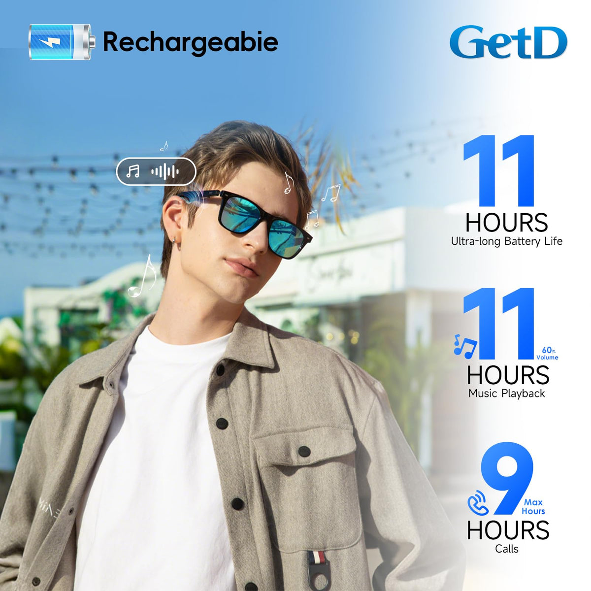 GetD AI Glasses UV protection feature shielding eyes during daytime use