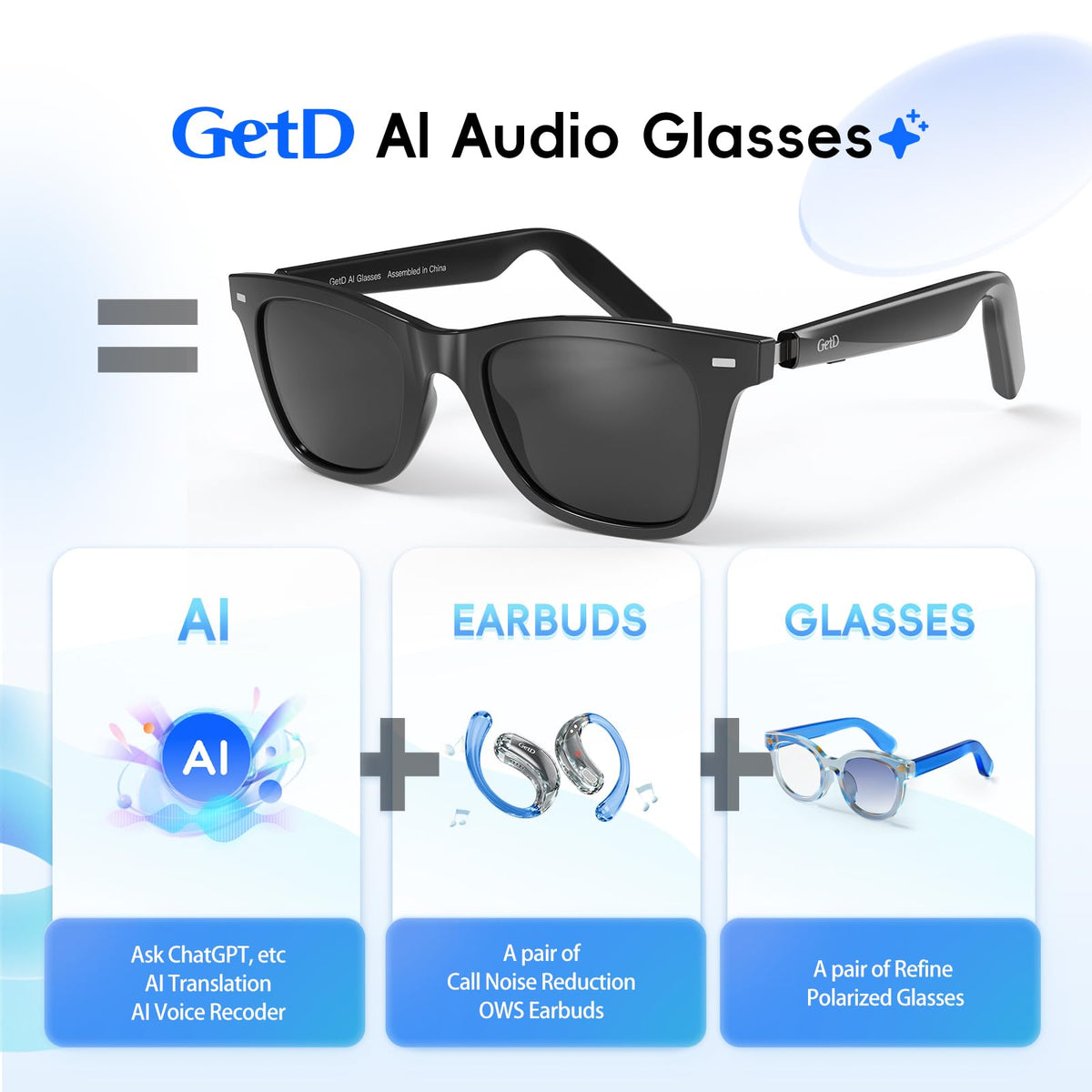 GetD AI glasses provide UV protection and vibrant color accuracy.