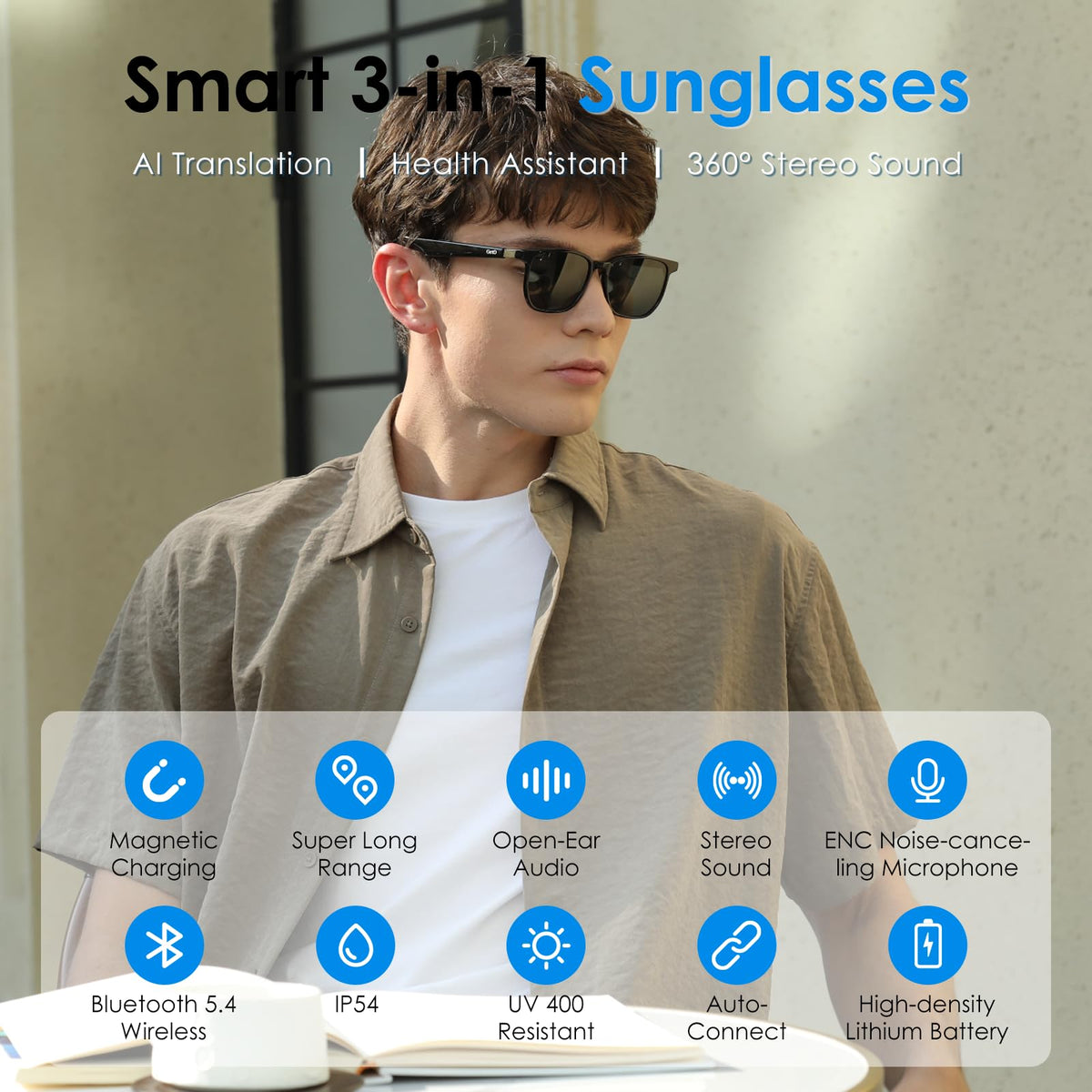 GetD AI assistant glasses with ChatGPT for quick notes and conversations.