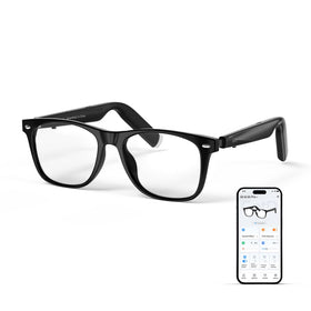 GetD front view of smart glasses showing frame and lenses, clear everyday style