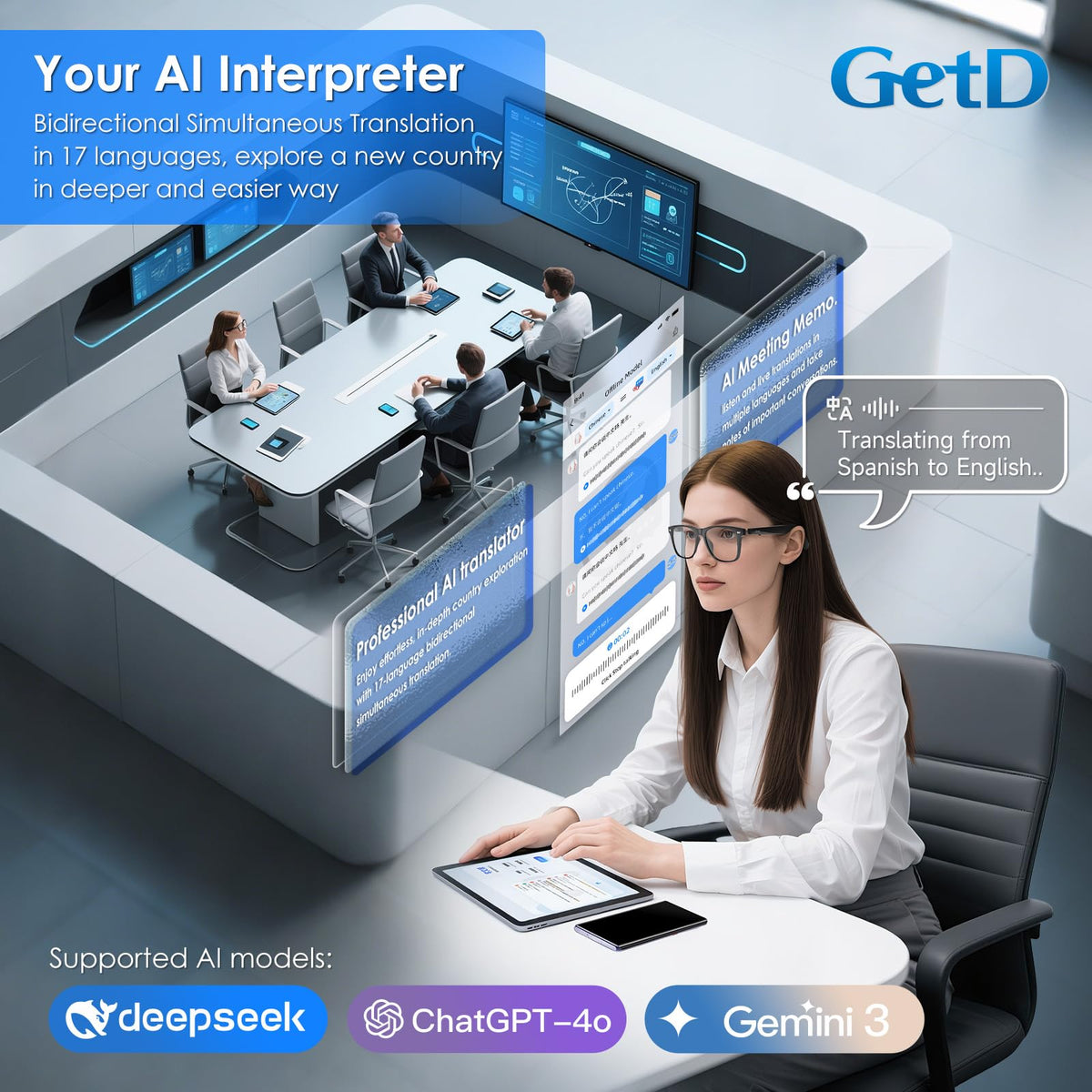GetD two beamforming mics for clearer calls in noisy environments.