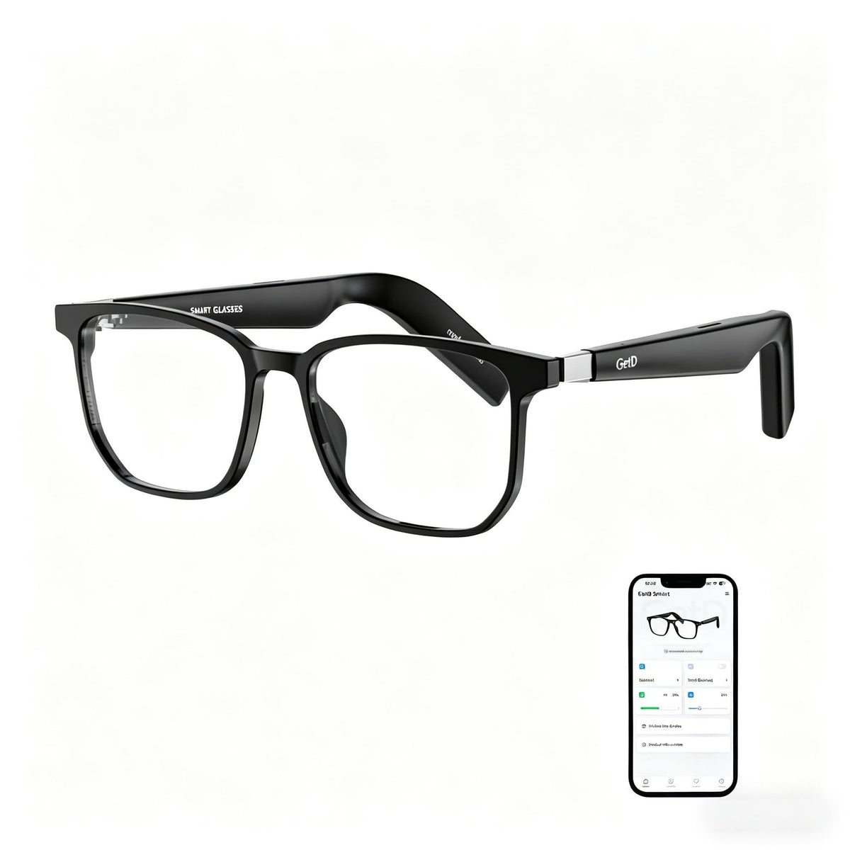 GetD smart glasses open-ear audio for hands-free listening and calls.