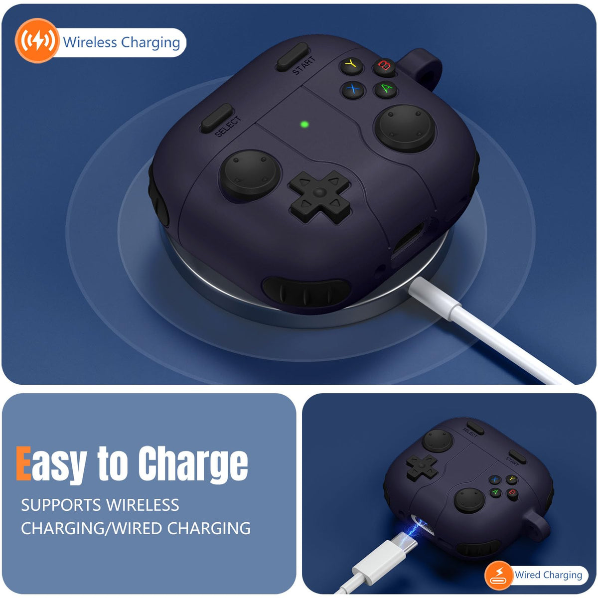 Getino Game Case for AirPods 4 anti-lost keychain attached to bag