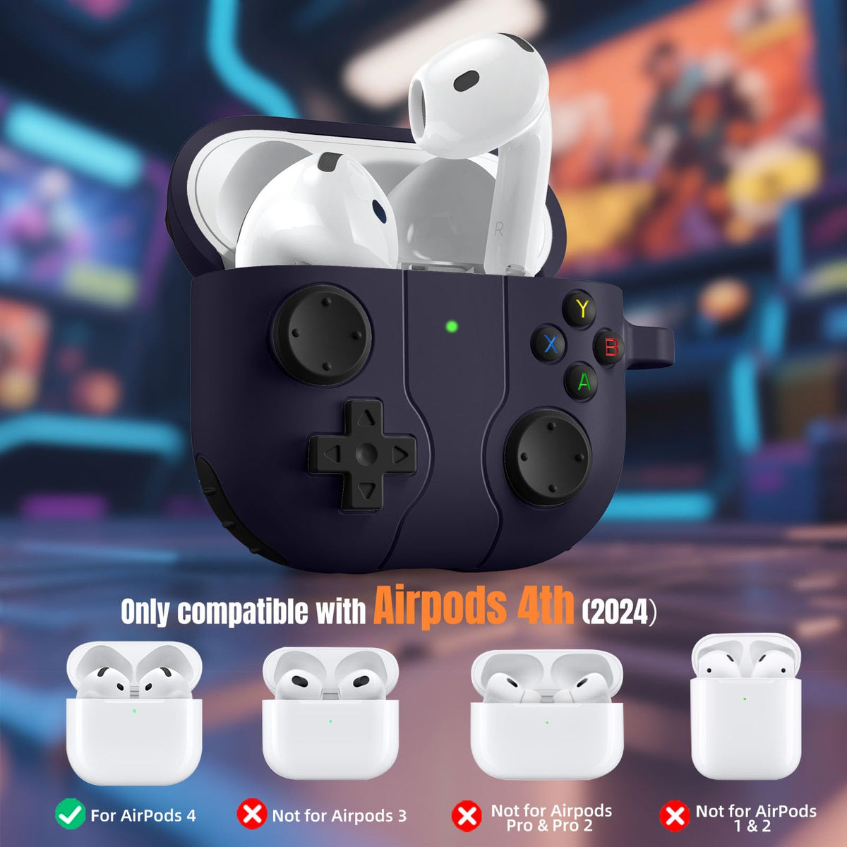Getino Game Case for AirPods 4 side view shows reinforced bumpers for drop protection