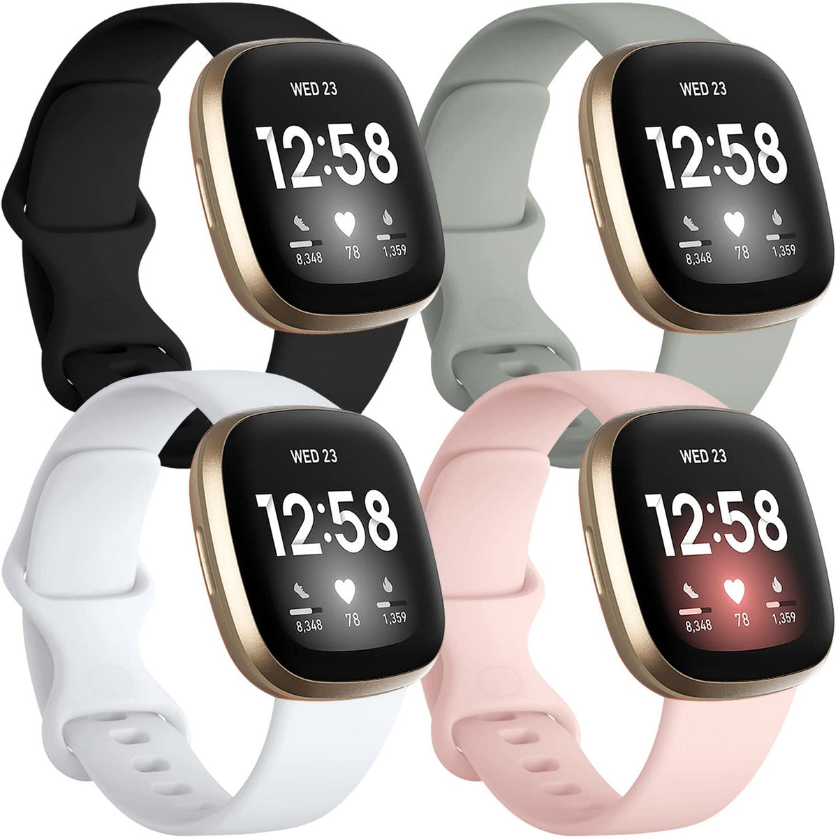 Getino Sense Versa band black, comfortable silicone strap for daily wear with secure fit.