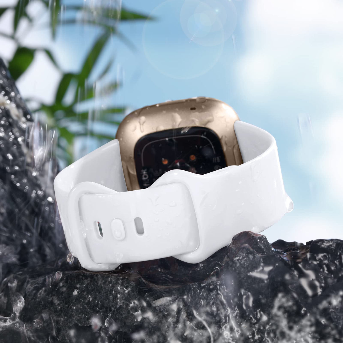 Getino Sense Versa band white, clean look with smooth wearing feel.