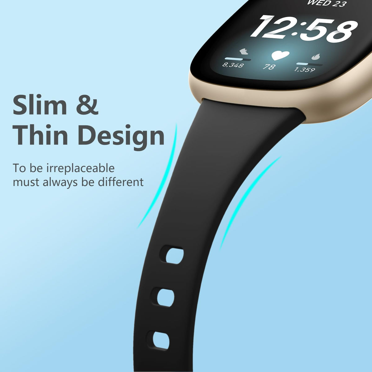 Getino Sense 2 slim band in bluegray for subtle sport-chic during workouts.