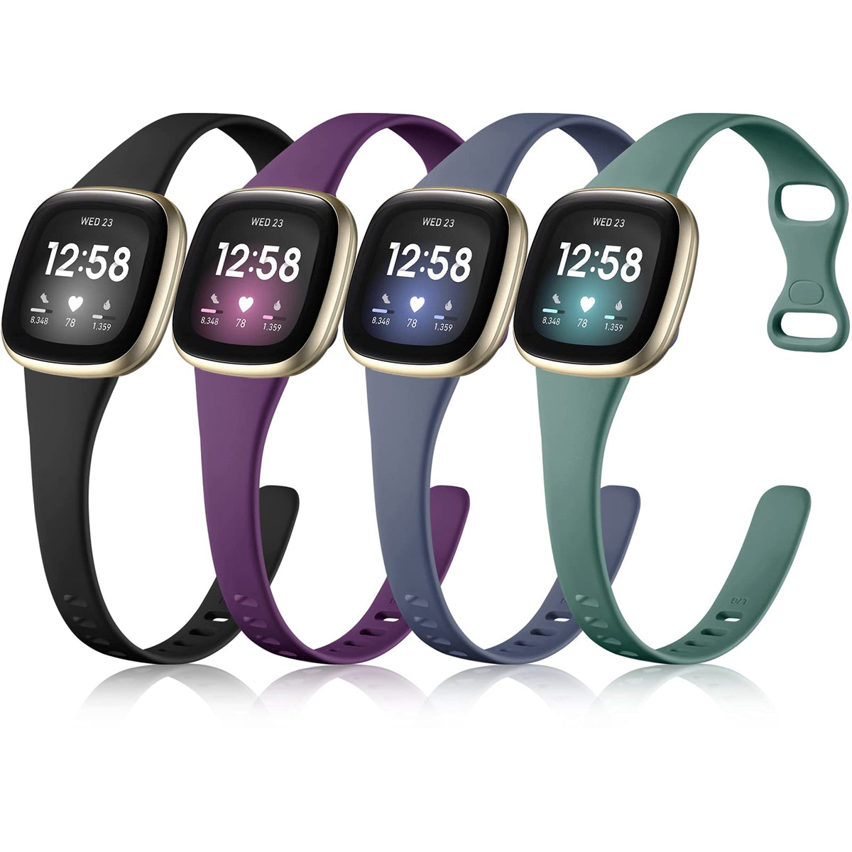 Getino Versa 4 slim band in black on wrist for all-day comfort and secure fit