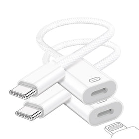 GetsISKON adapter front view showing USB‑C male and Lightning female ports, reliable connection
