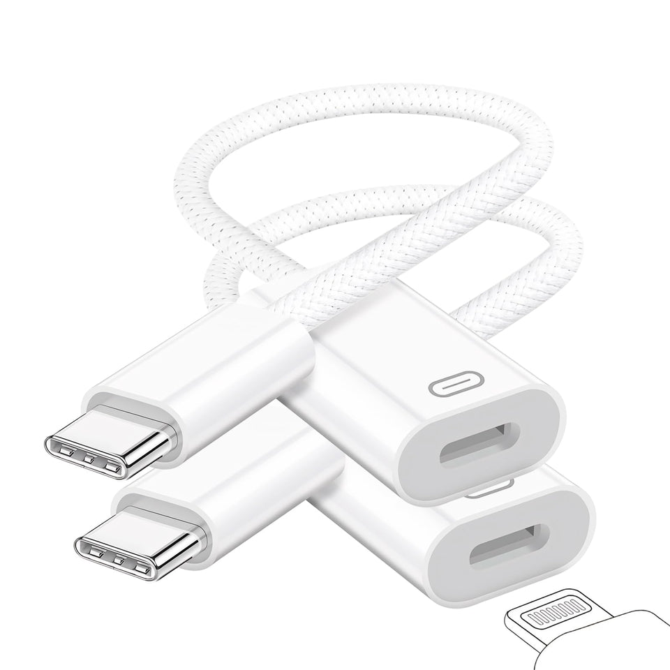 GetsISKON adapter front view showing USB‑C male and Lightning female ports, reliable connection