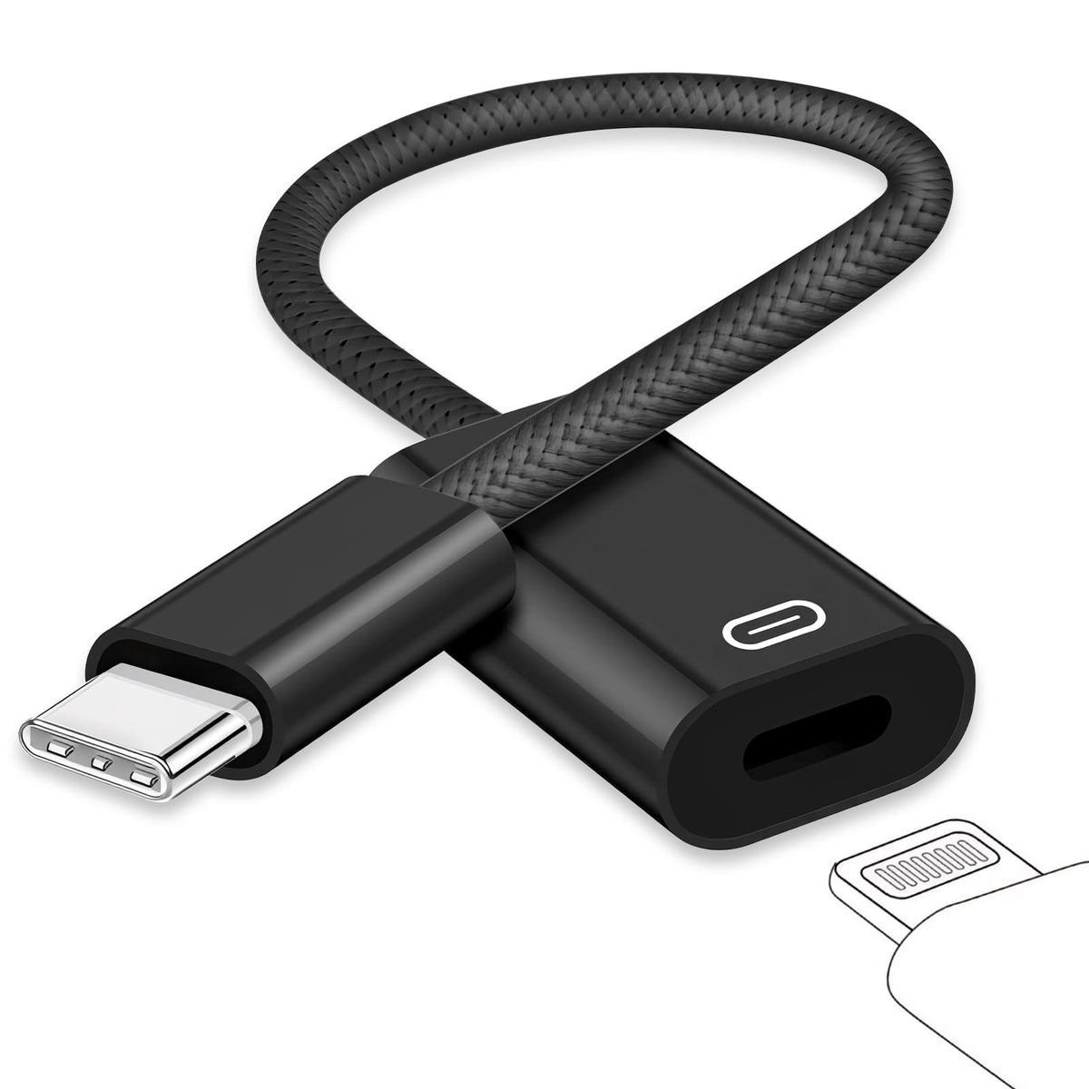 GetsISKON USB-C to Lightning adapter front view shows durable metal shell for daily use