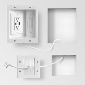 GEVINFA front panel view showing outlets and USB ports for neat power access