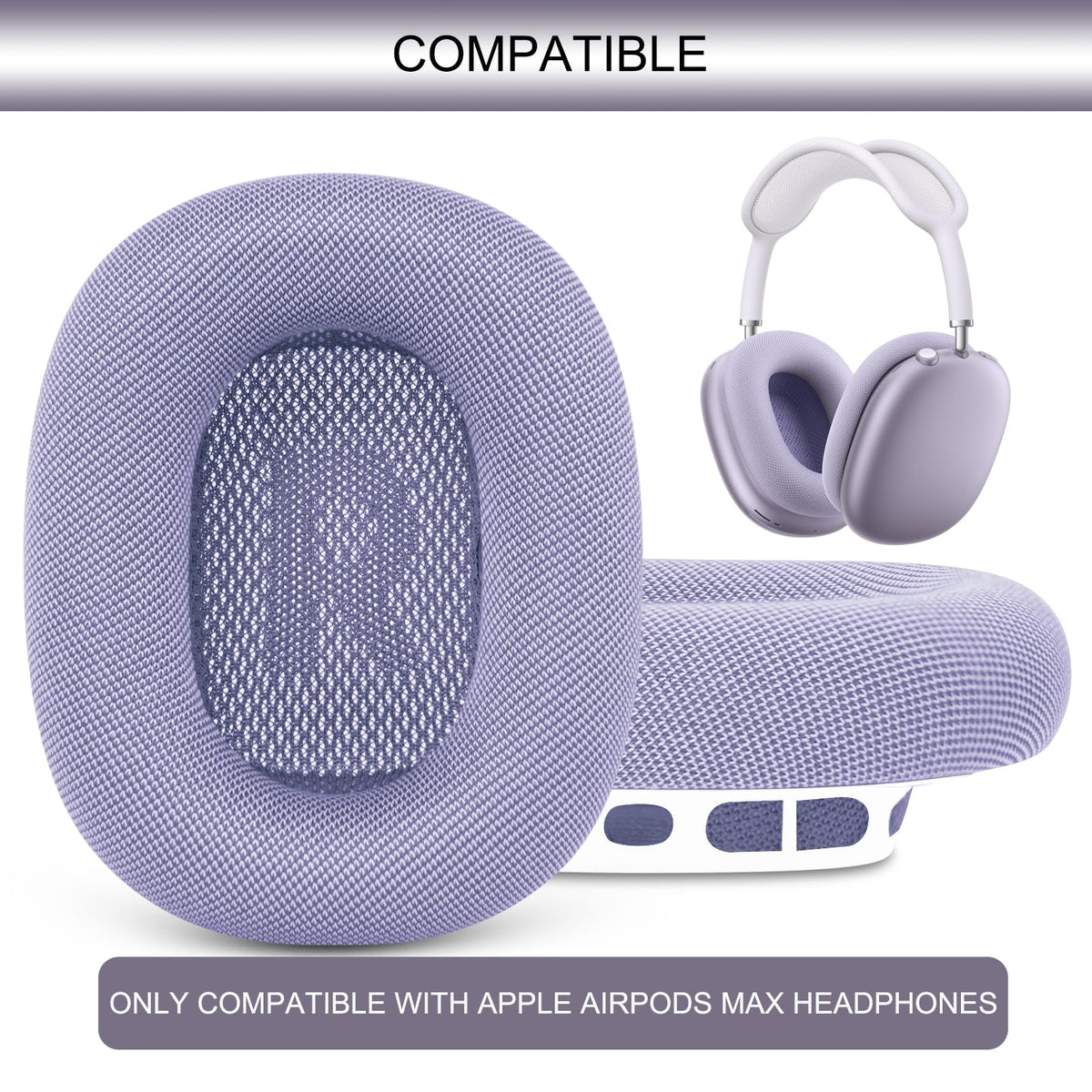 GEVO AirPods Max ear cushions in breathable mesh fabric for cooler listening