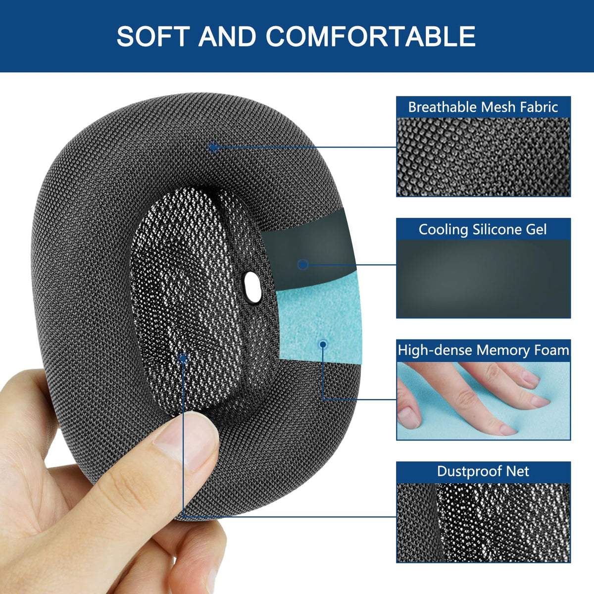 GEVO durable build keeps AirPods Max looking new with replacement cushions
