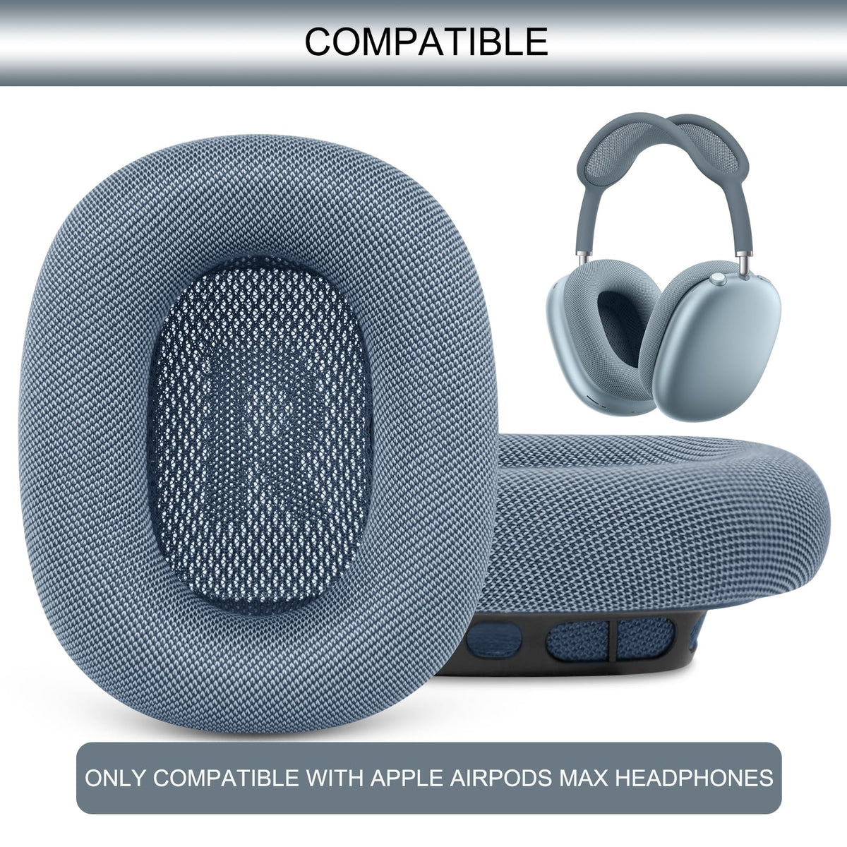 GEVO AirPods Max ear pads in mesh fabric for breathable wear