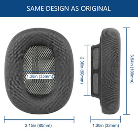 GEVO space-gray cushions match AirPods Max aesthetics and ergonomics