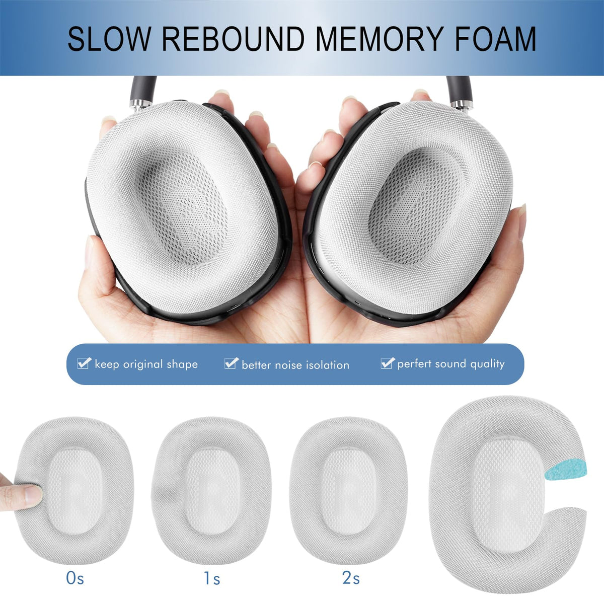 GEVO airpods max earpads compatibility highlighting effortless pairing with AirPods Max.