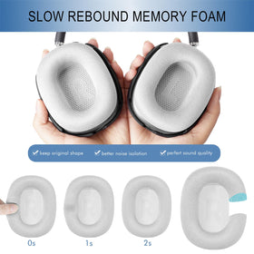 GEVO airpods max earpads compatibility highlighting effortless pairing with AirPods Max.