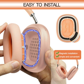 GEVO memory foam detail highlights slow rebound comfort for AirPods Max ear cushions