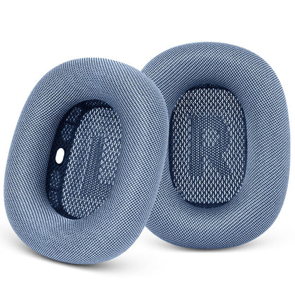GEVO AirPods Max ear pads sky blue close-up showing memory foam comfort