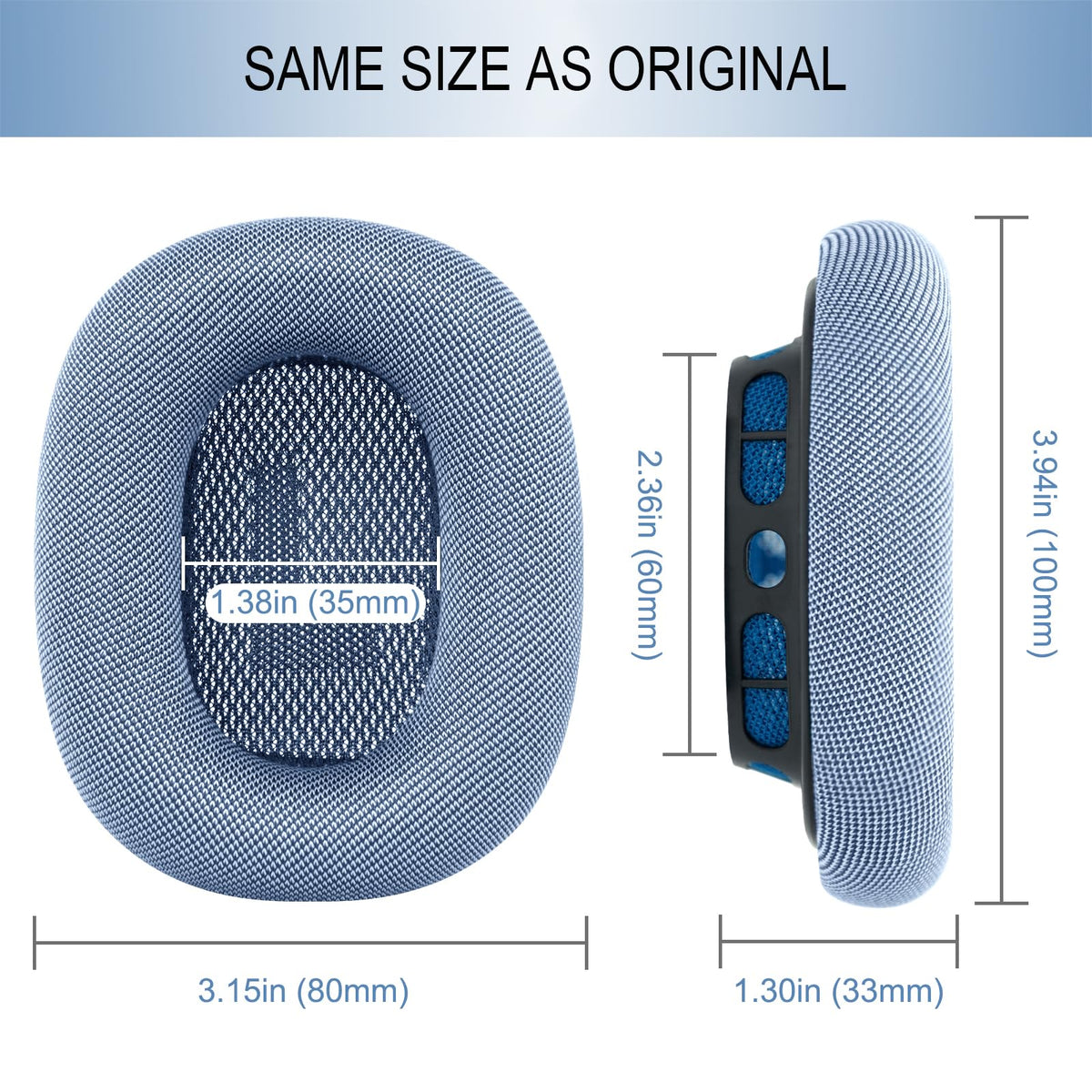 GEVO AirPods Max ear pads sky blue package includes wipe pads