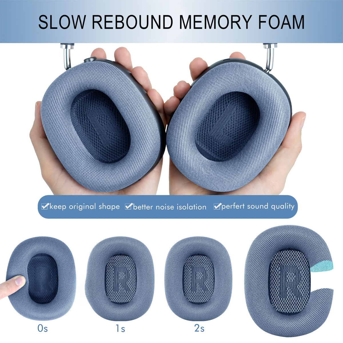 GEVO sky blue ear pads brighten AirPods Max with a fresh look