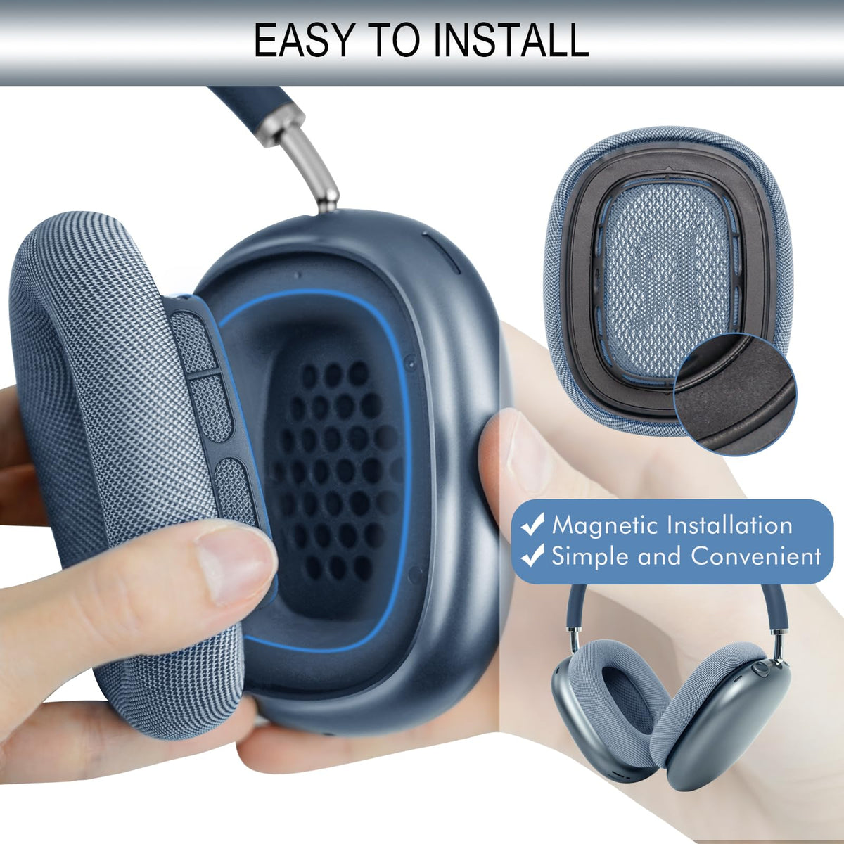GEVO memory foam cushions contour to ears for long listening comfort.