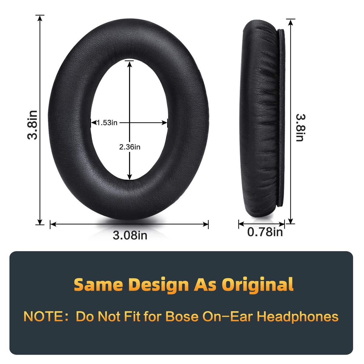 Close-up of GEVO soft PU leather ear cushion looks premium and durable