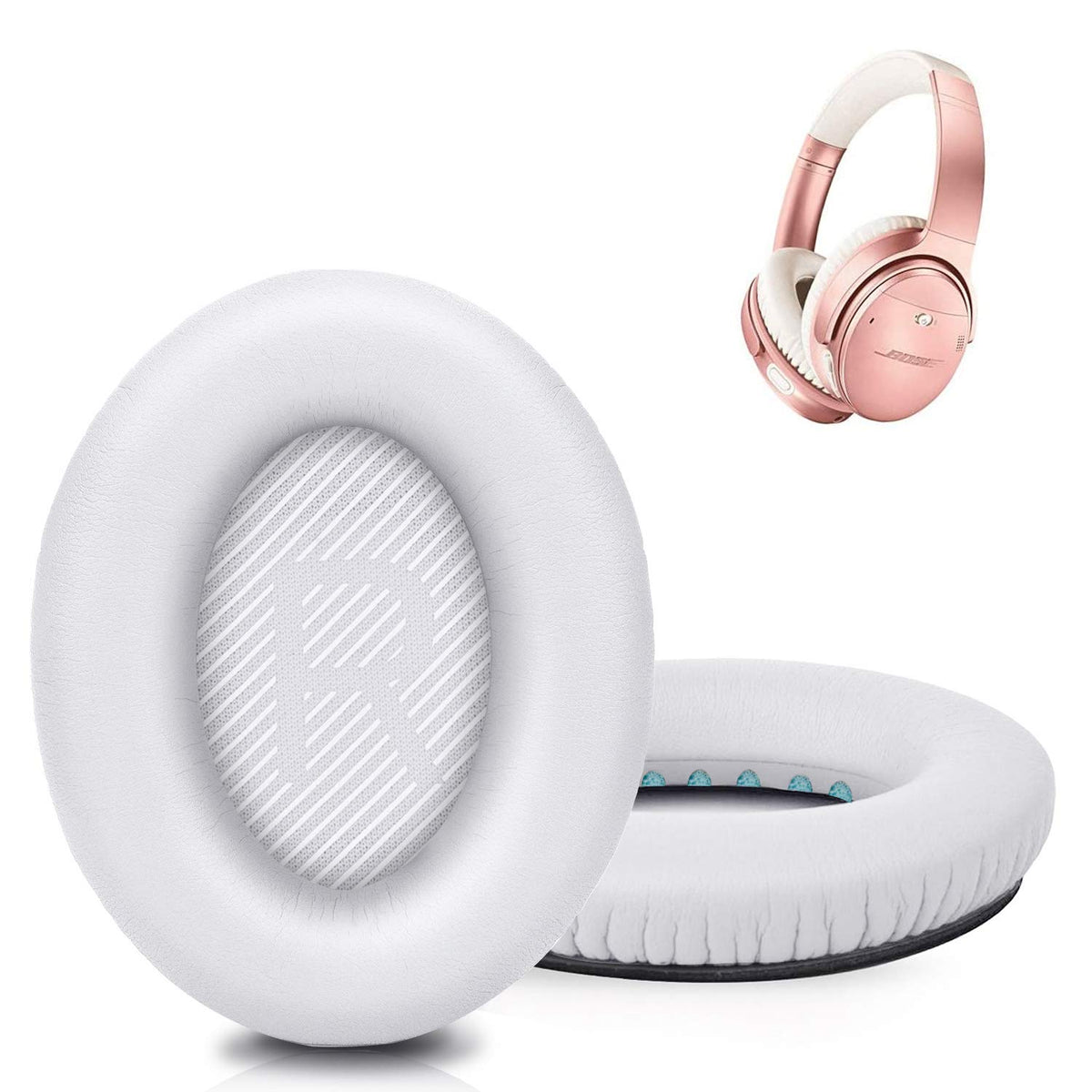 GEVO Bose QC35 earpads front view, plush memory foam comfort.