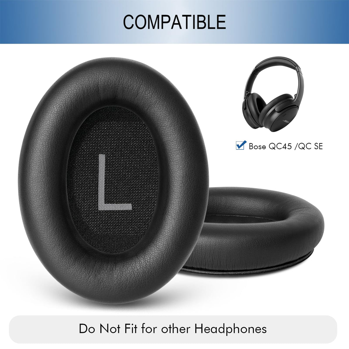 GEVO QC45 ear pads in soft leather for premium feel and style.