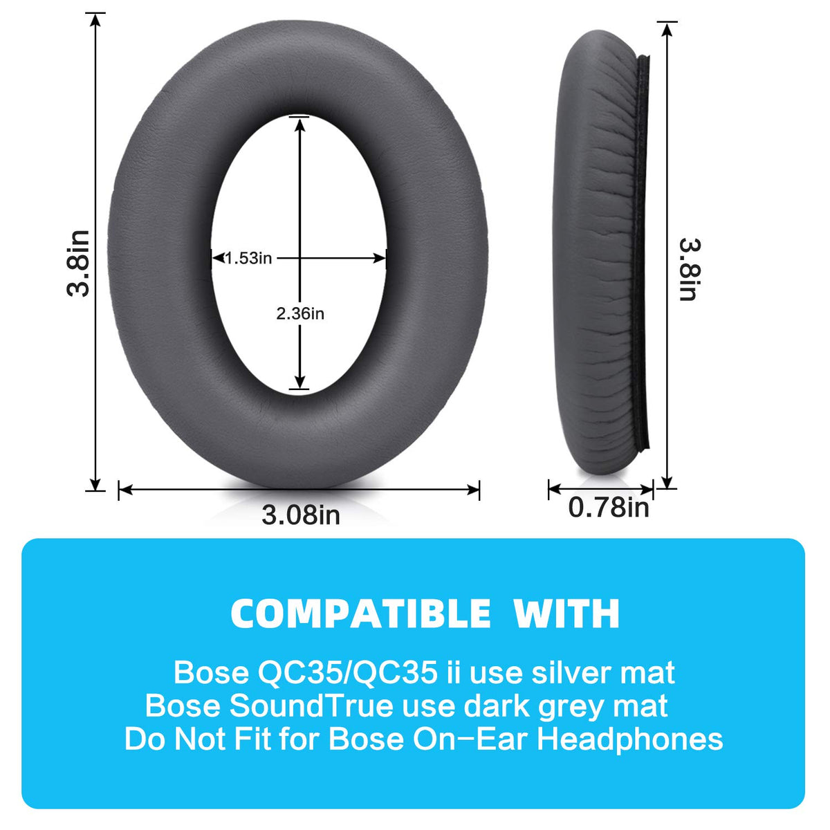 GEVO Bose SoundTrue ear cushions feature thicker memory foam for durable fit.