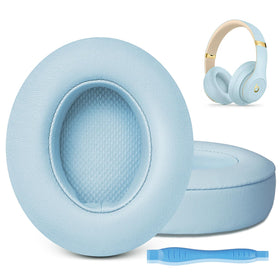 GEVO front view of Crystal Blue replacement ear pads showing fit and color benefit
