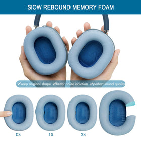 GEVO cushions installed on AirPods Max demonstrating snug fit