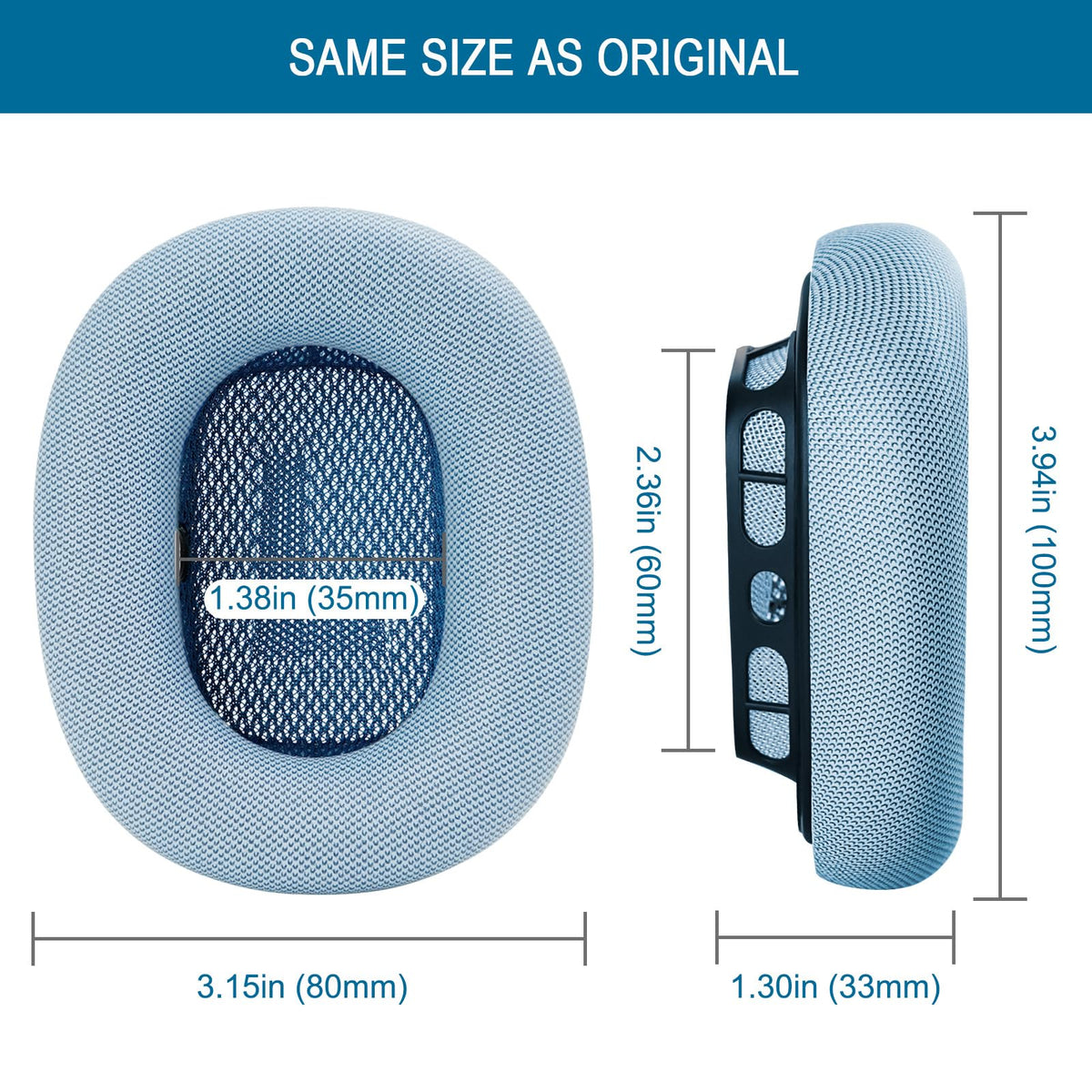 GEVO packaging with two cushions and four wipe pads included